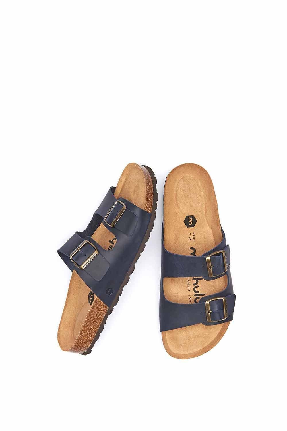 Moshulu Moshulu Men's 'Munich Waxy' Slip On Mule Cork Sandals in Indigo - 3