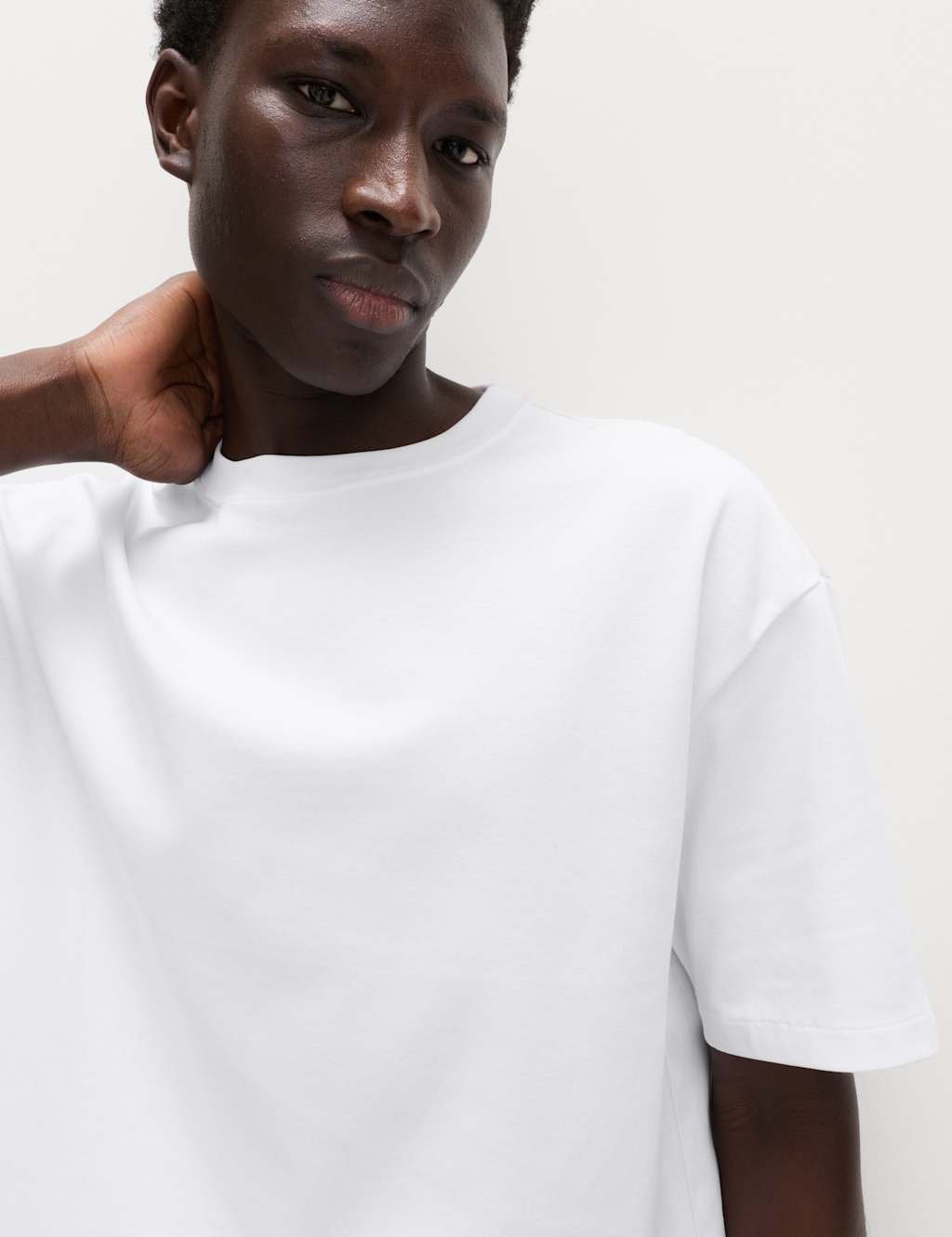 Marks & Spencer M&S The Ultimate Oversized Cotton Blend T-Shirt White - 2