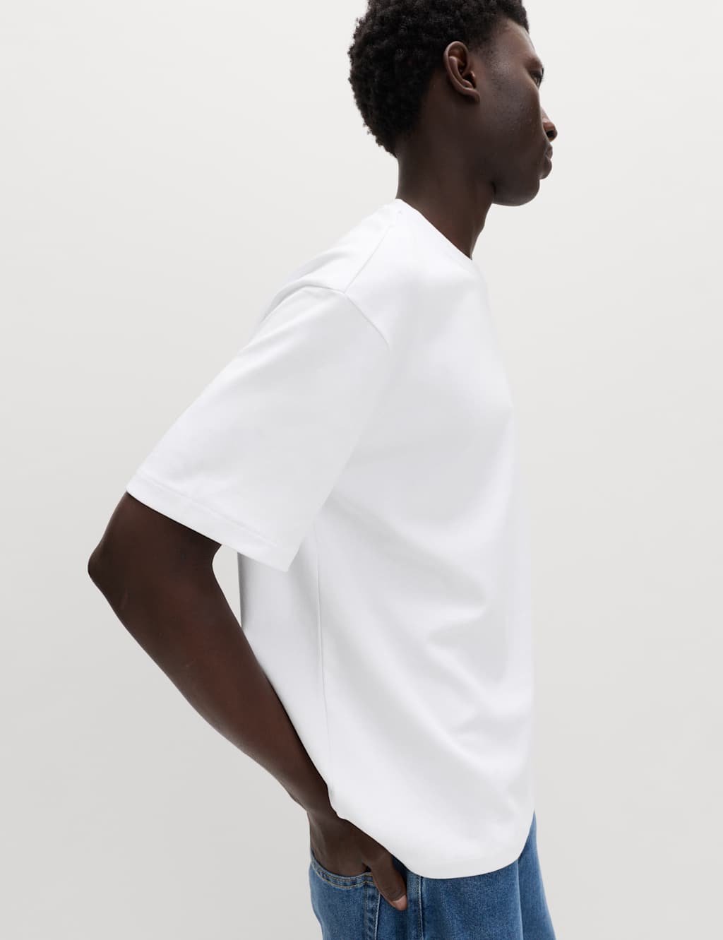 Marks & Spencer M&S The Ultimate Oversized Cotton Blend T-Shirt White - 3