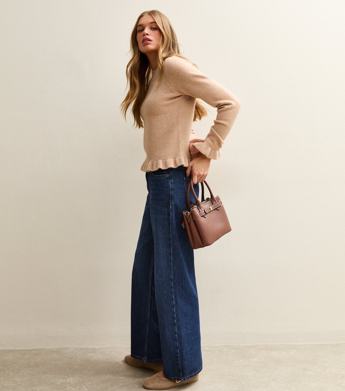 New Look Women's Camel Frill Trim Crew Neck Jumper New Look - 2