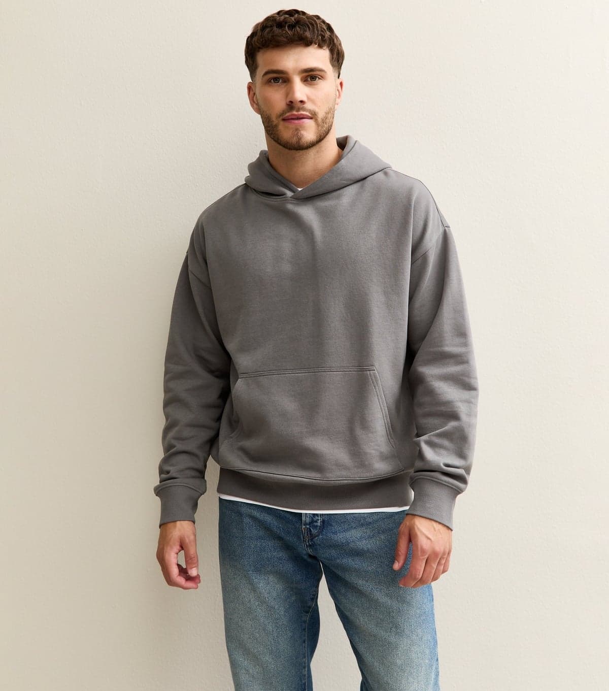 New Look Men's Mid Grey Oversized Hoodie New Look
