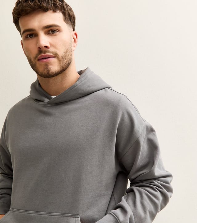 New Look Men's Mid Grey Oversized Hoodie New Look - 2