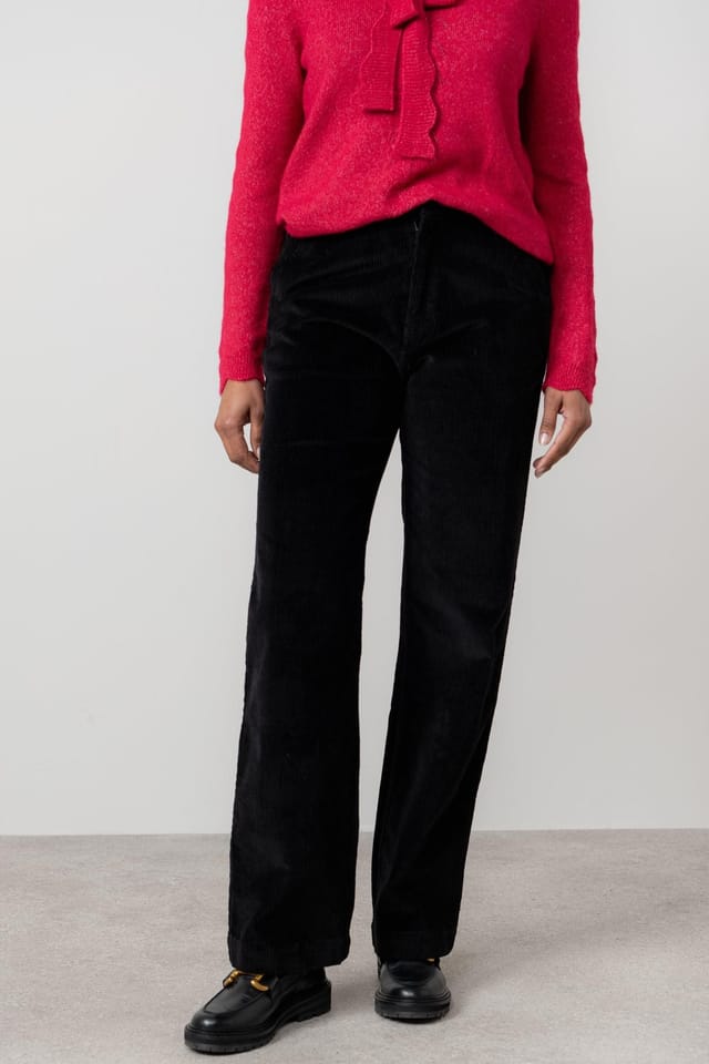 Lily & Me Lily & Me Women's Strachan Stretch Jumbo Cord Wide Leg Trousers in Black - 2
