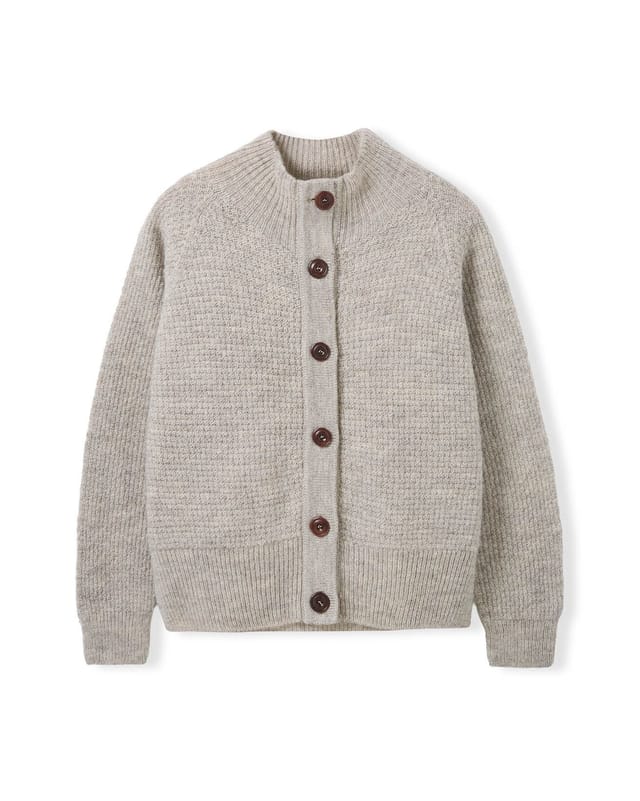 Celtic & Co Celtic & Co Women's British Wool Moss Stitch Cardigan in Light Beige - 2