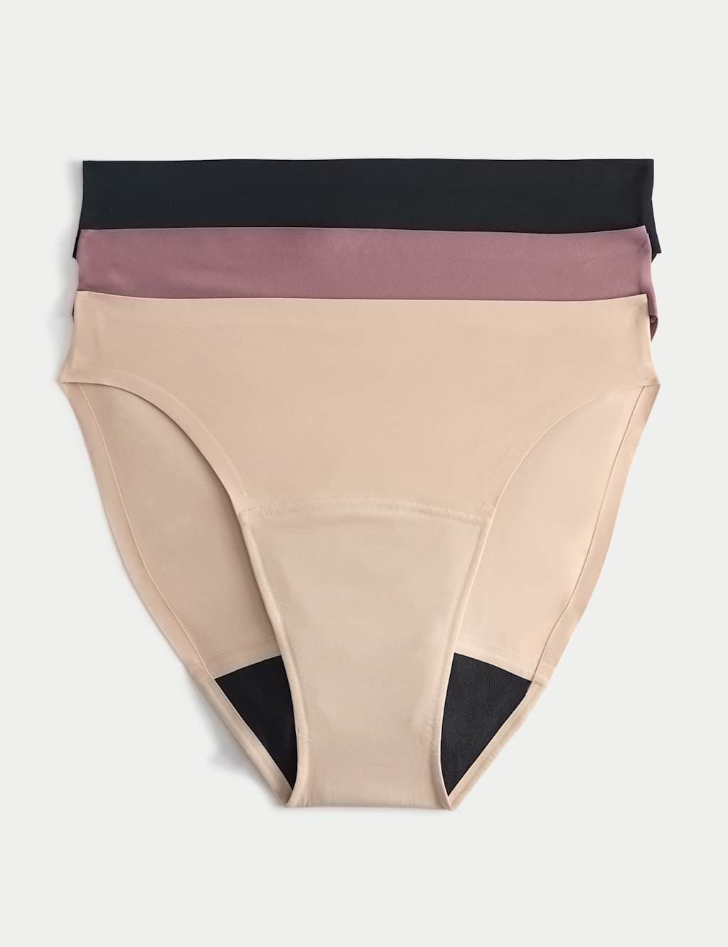 Marks & Spencer M&S 3 Pack Heavy Absorbency No VPL Period High Leg Knickers Black Mix - 1