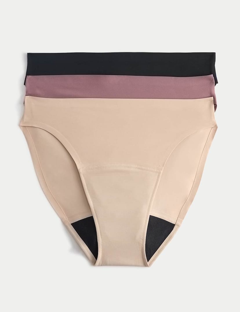 Marks & Spencer M&S 3 Pack Heavy Absorbency No VPL Period High Leg Knickers Black Mix - 1