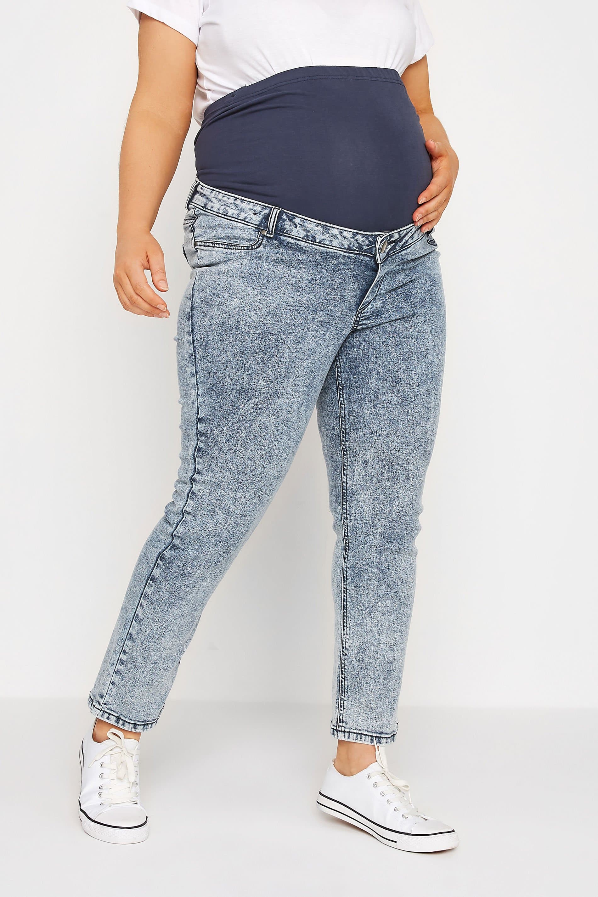 Bump It Up Maternity Plus Size Bleach Blue Mom Jeans