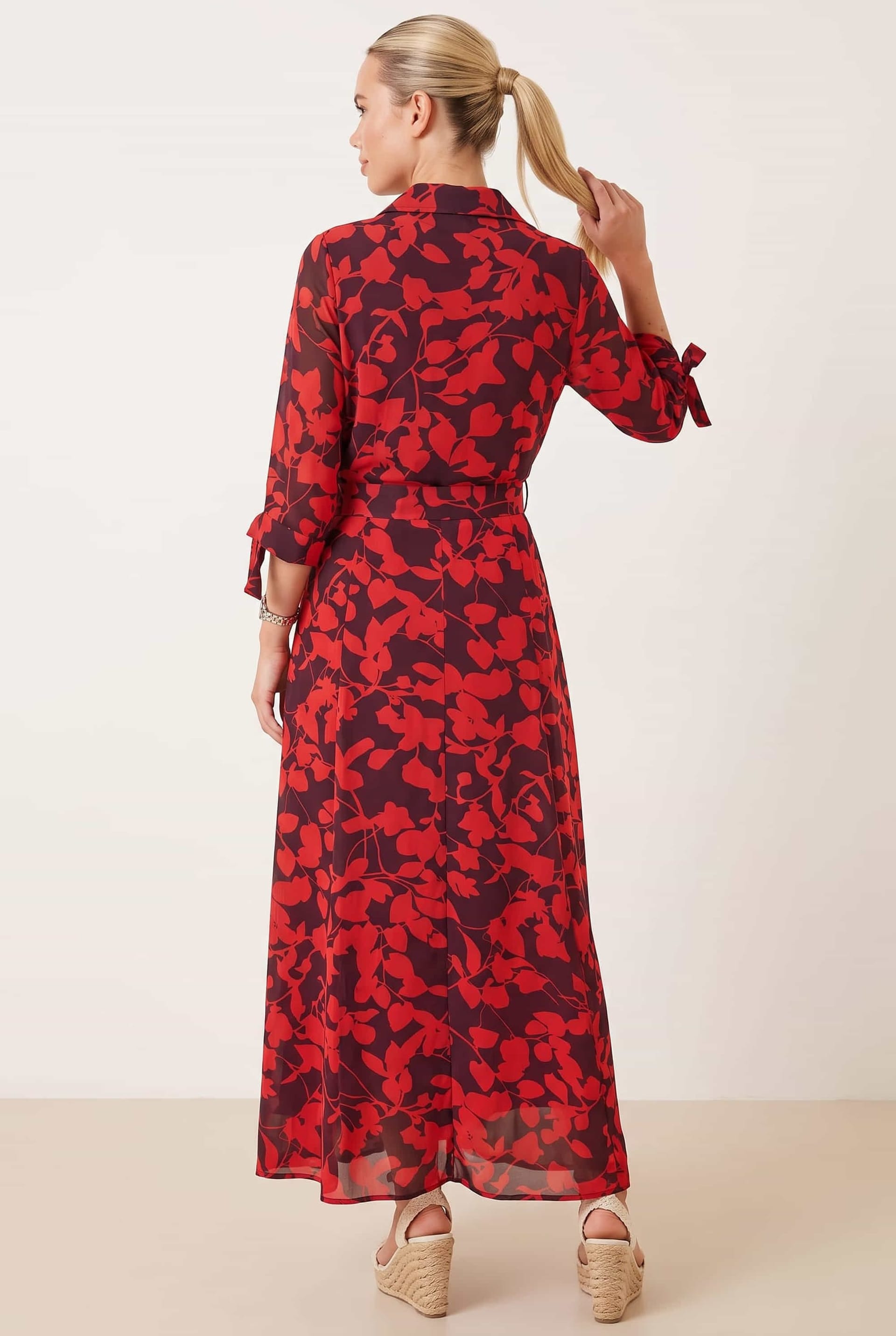 Style Cheat Style Cheat Women's Daphne Belted Red Floral Dress - 4