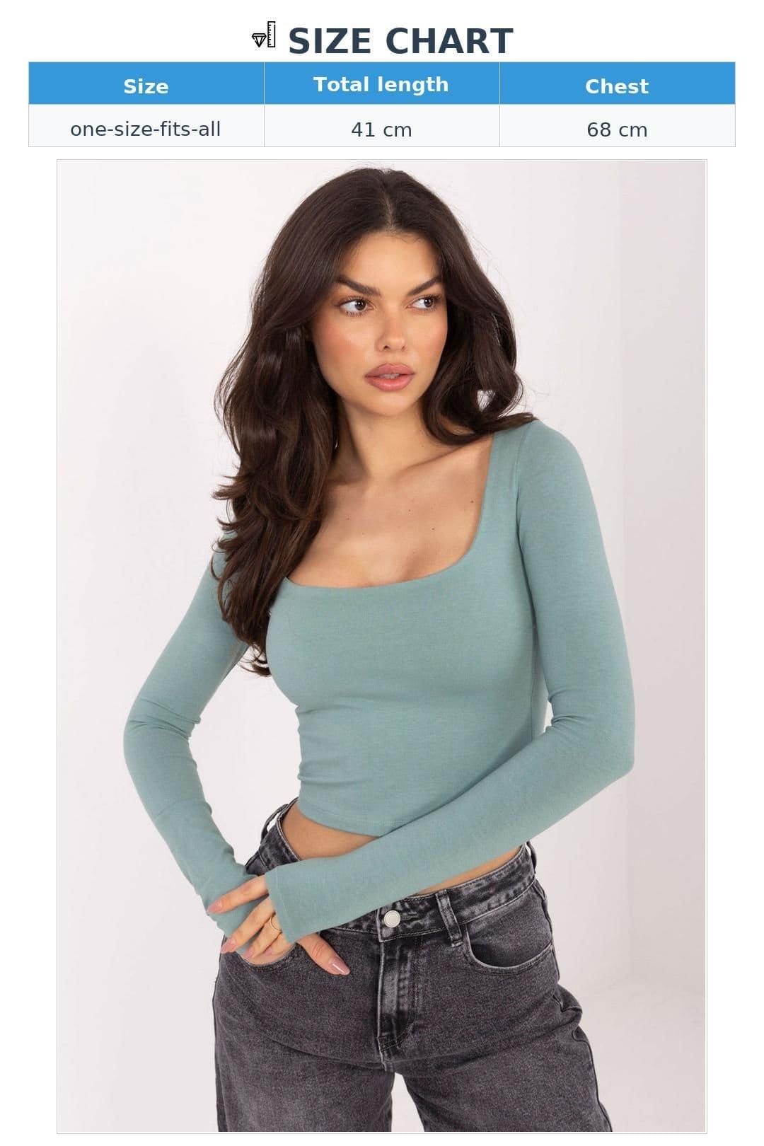 Love Lace Love Lace Women's Square Neck Fitted Cotton Elastane Blouse in Green - 4