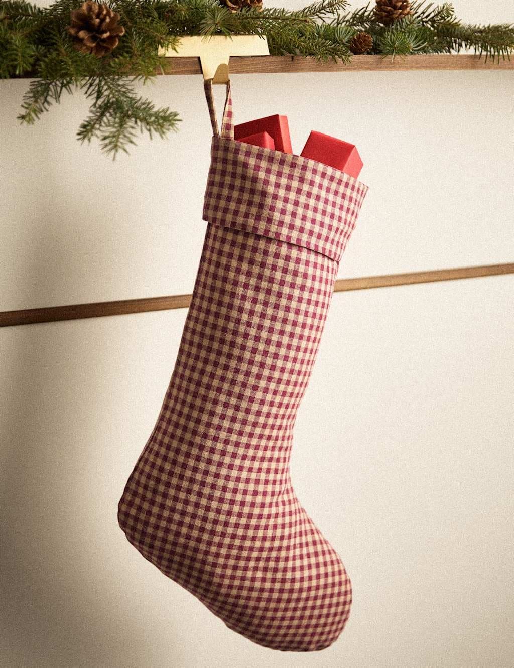 Marks & Spencer M&S Woven Gingham Hanging Stocking Multi