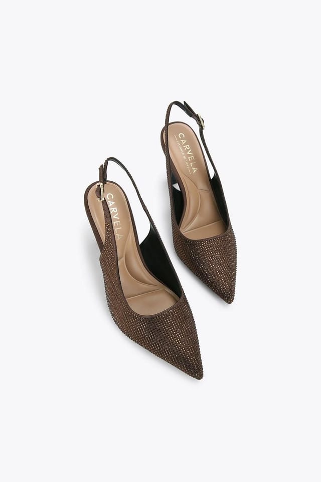 Carvela Carvela Women's 'Corletta Sling Jewel' Fabric Heels in Brown - 2