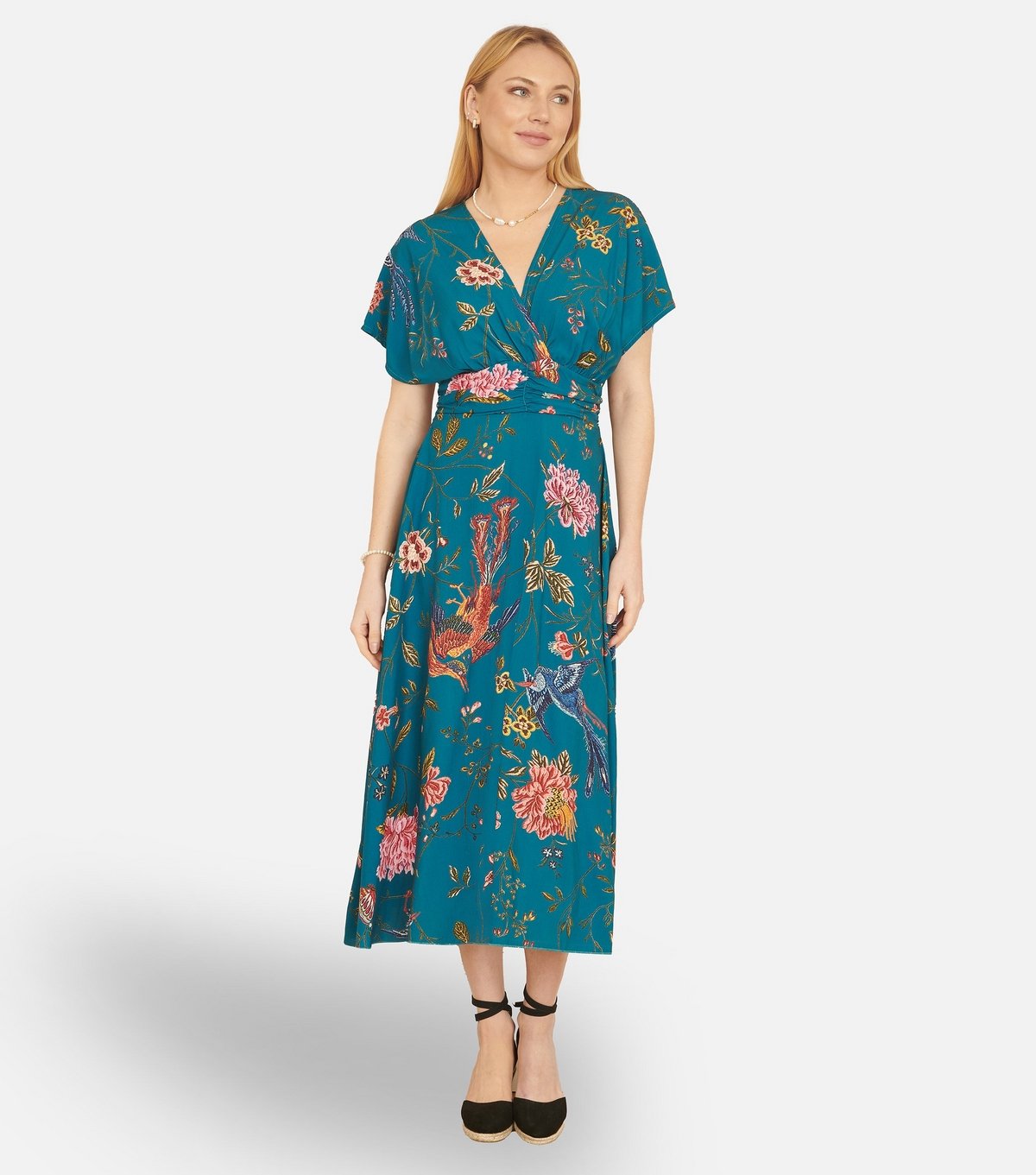 Yumi Women's Blue Floral Midi Dress Yumi New Look - 2