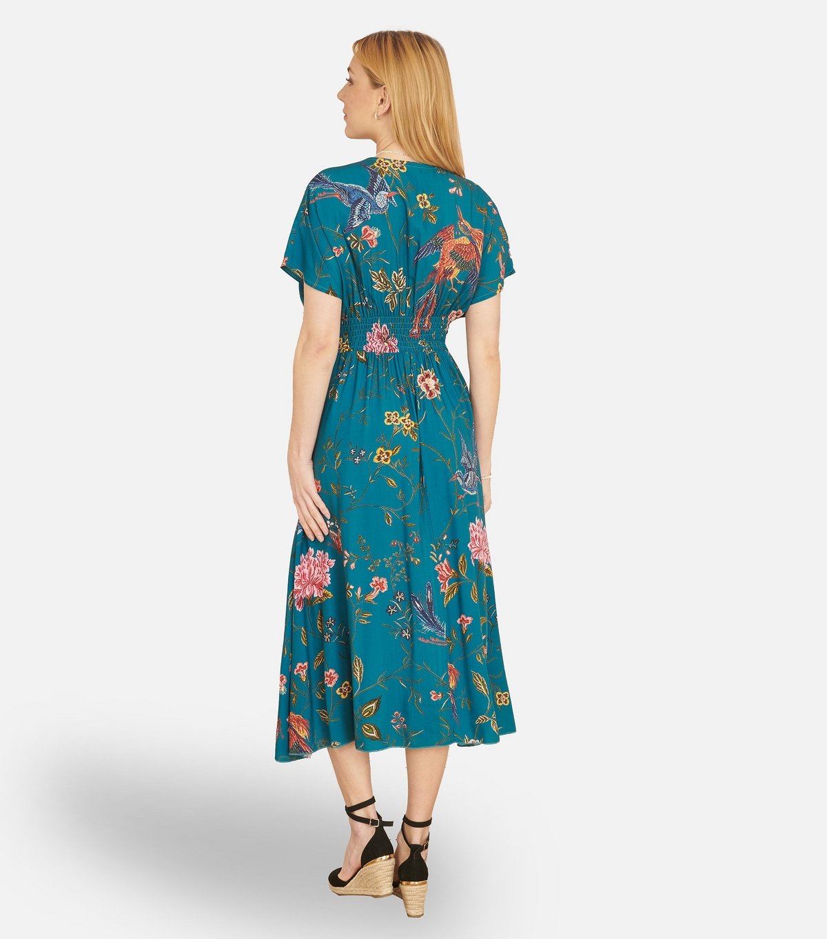 Yumi Women's Blue Floral Midi Dress Yumi New Look - 4
