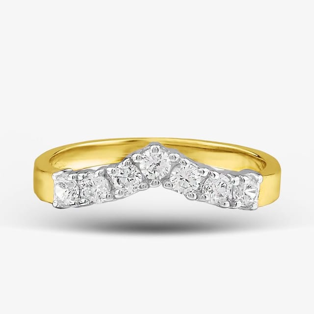 T.H.Baker T.H.Baker Women's 9ct Yellow Gold Clear Crystal Wishbone Ring DIV003C-Q - 2