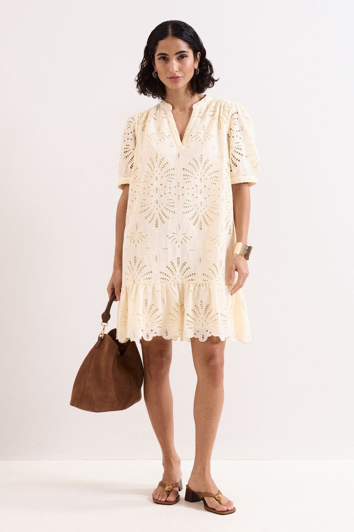 Phase Eight Phase Eight Women's Liliana Embroidered Mini Dress in Lemon - 3