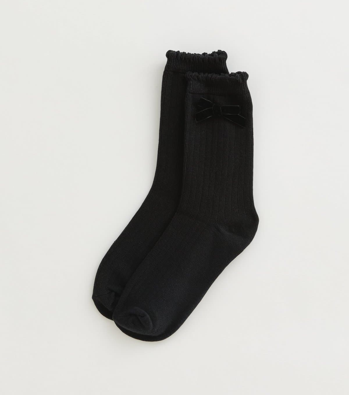 New Look Black Velour Bow Ankle Socks New Look