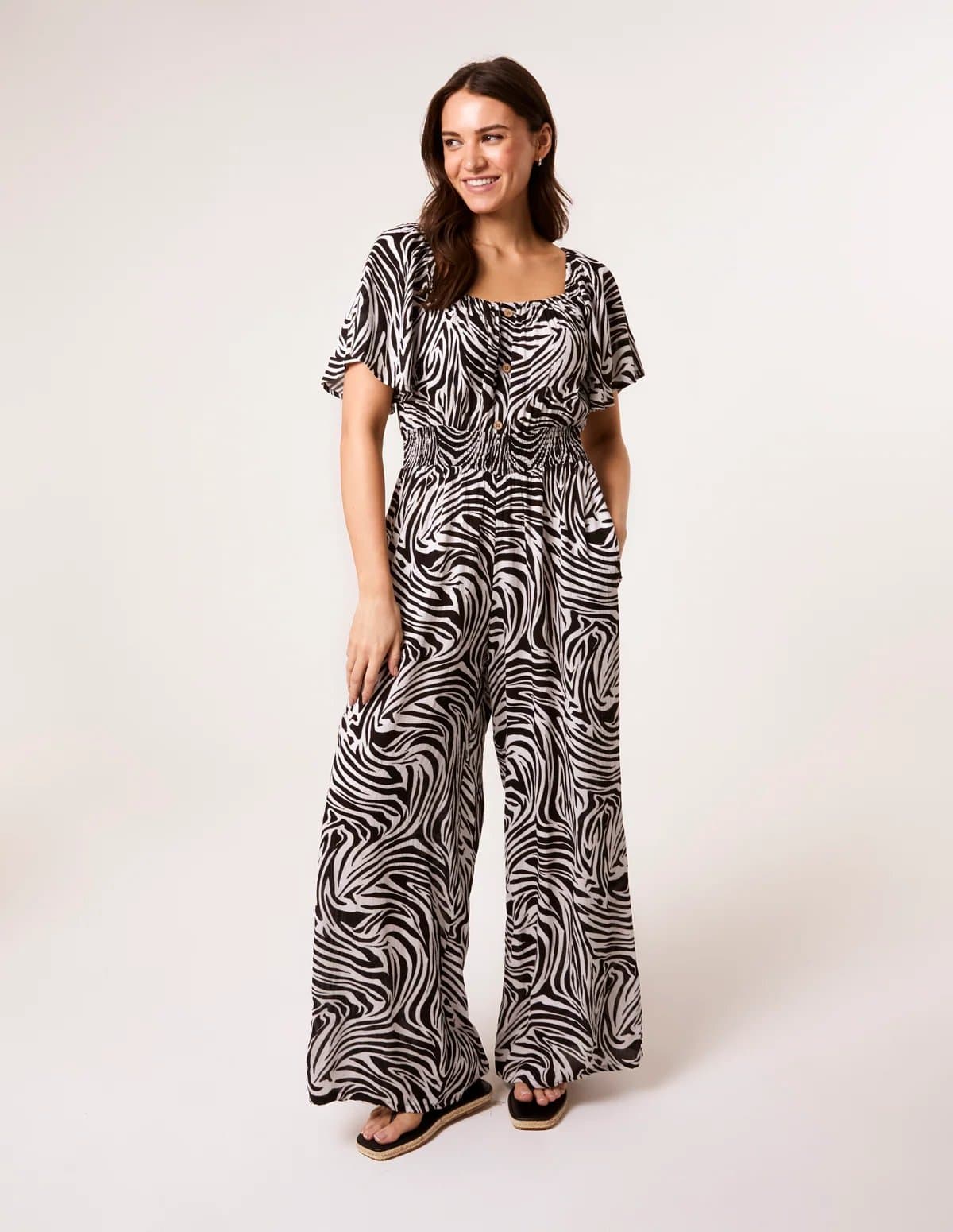 Blue Vanilla Shirred Waist Jumpsuit