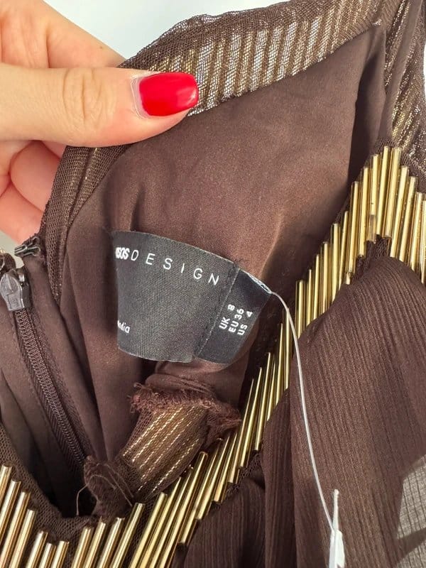 ASOS Design Embellished Mini Dress in Brown and Gold
