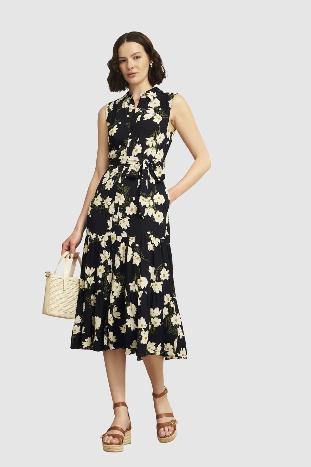Hobbs London Hobbs London Women's Thea Sleeveless Shirt Dress in Dark Navy