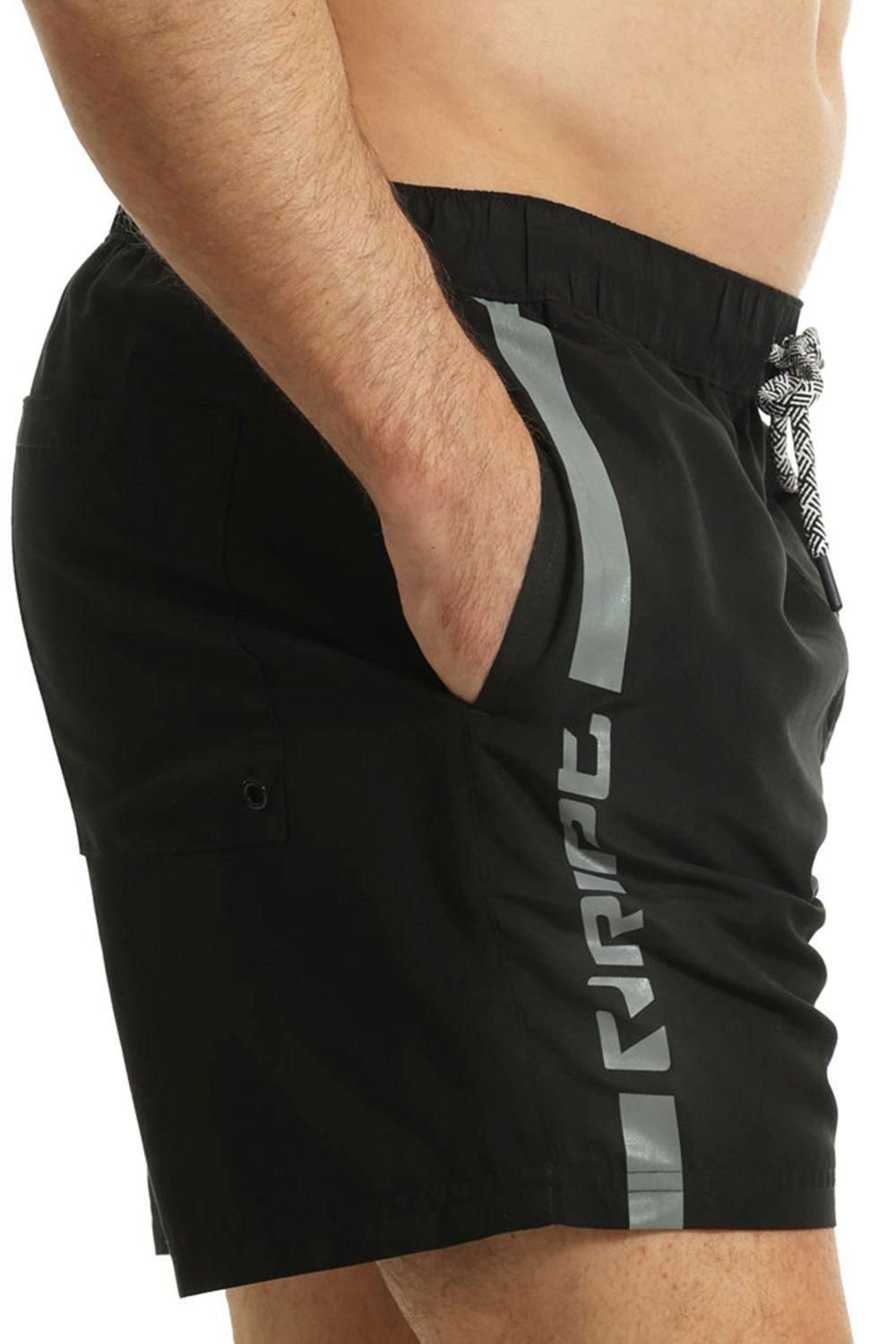 RIPT Essentials RIPT Essentials Men's Vertical Stripe Swim Shorts in Black - 2