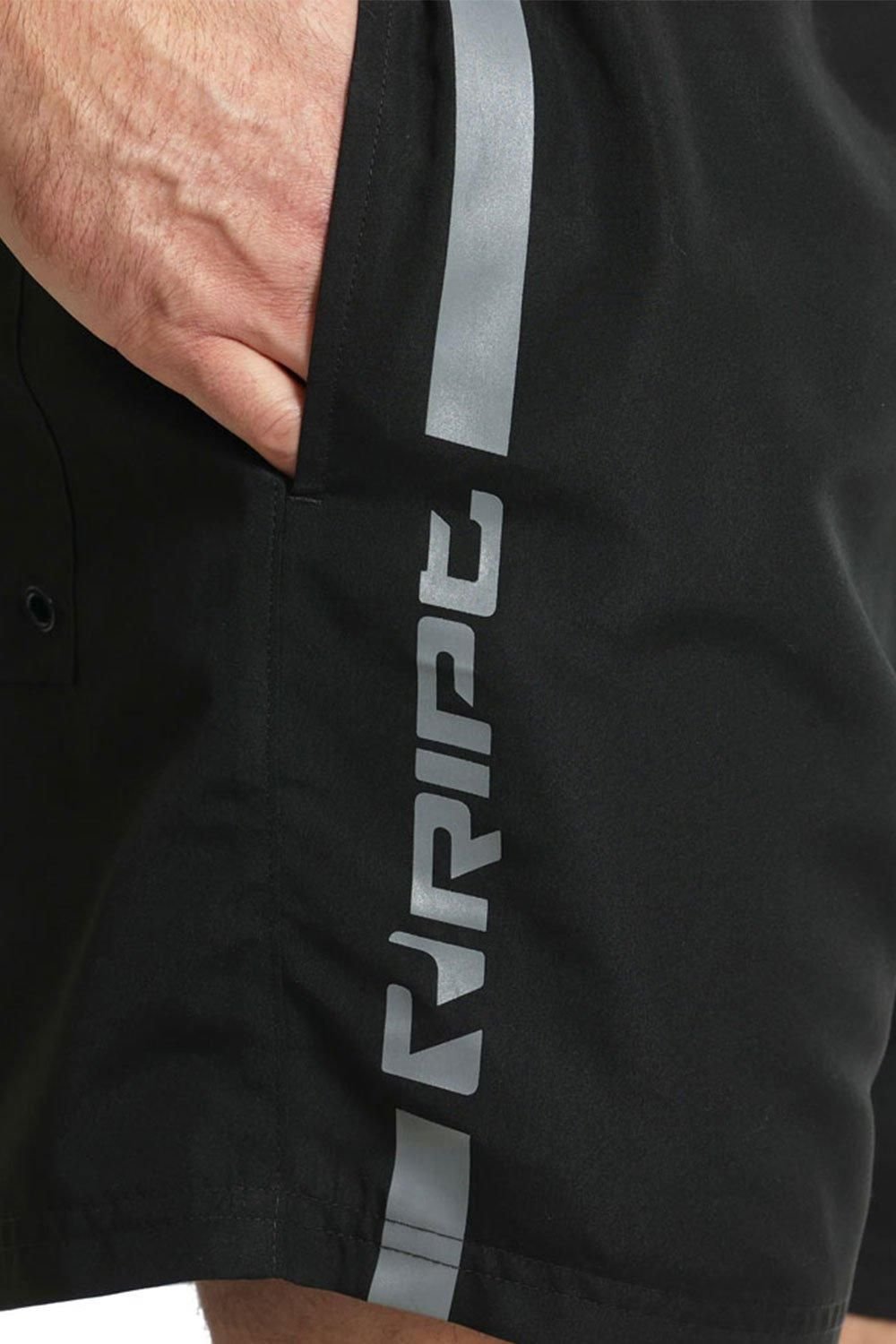 RIPT Essentials RIPT Essentials Men's Vertical Stripe Swim Shorts in Black - 4