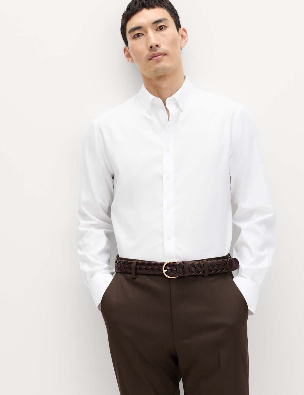 Marks & Spencer M&S Slim Fit Ultimate Non Iron Pure Cotton Shirt White