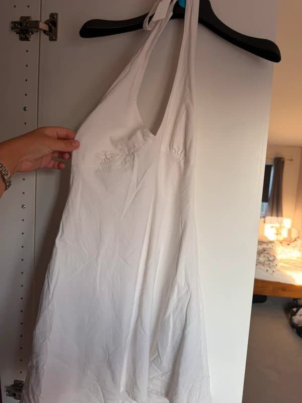 Bershka Bershka white linen halter dress