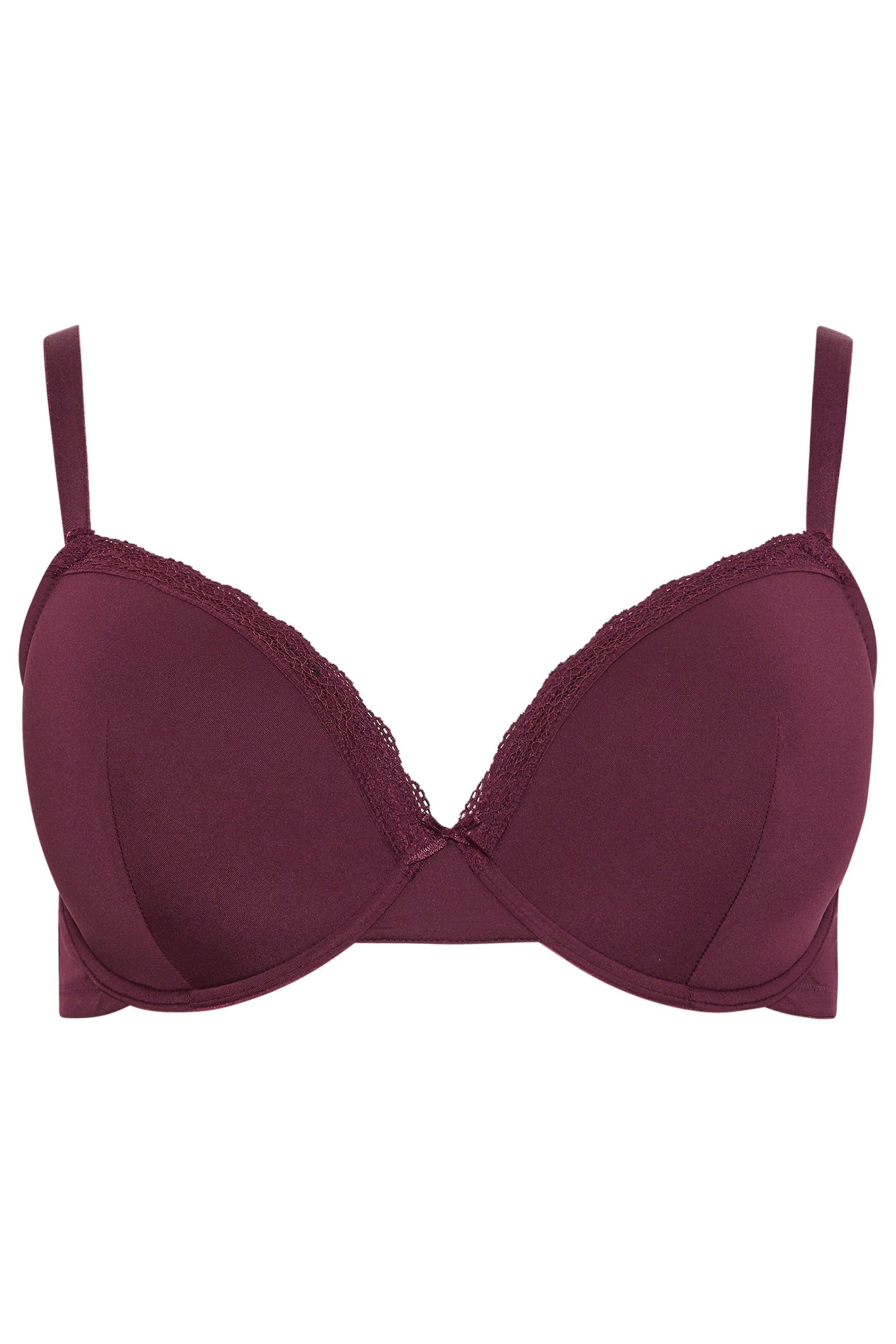 Yours Yours Women's 3 Pack Lace Trim Padded Bras in Red - 4