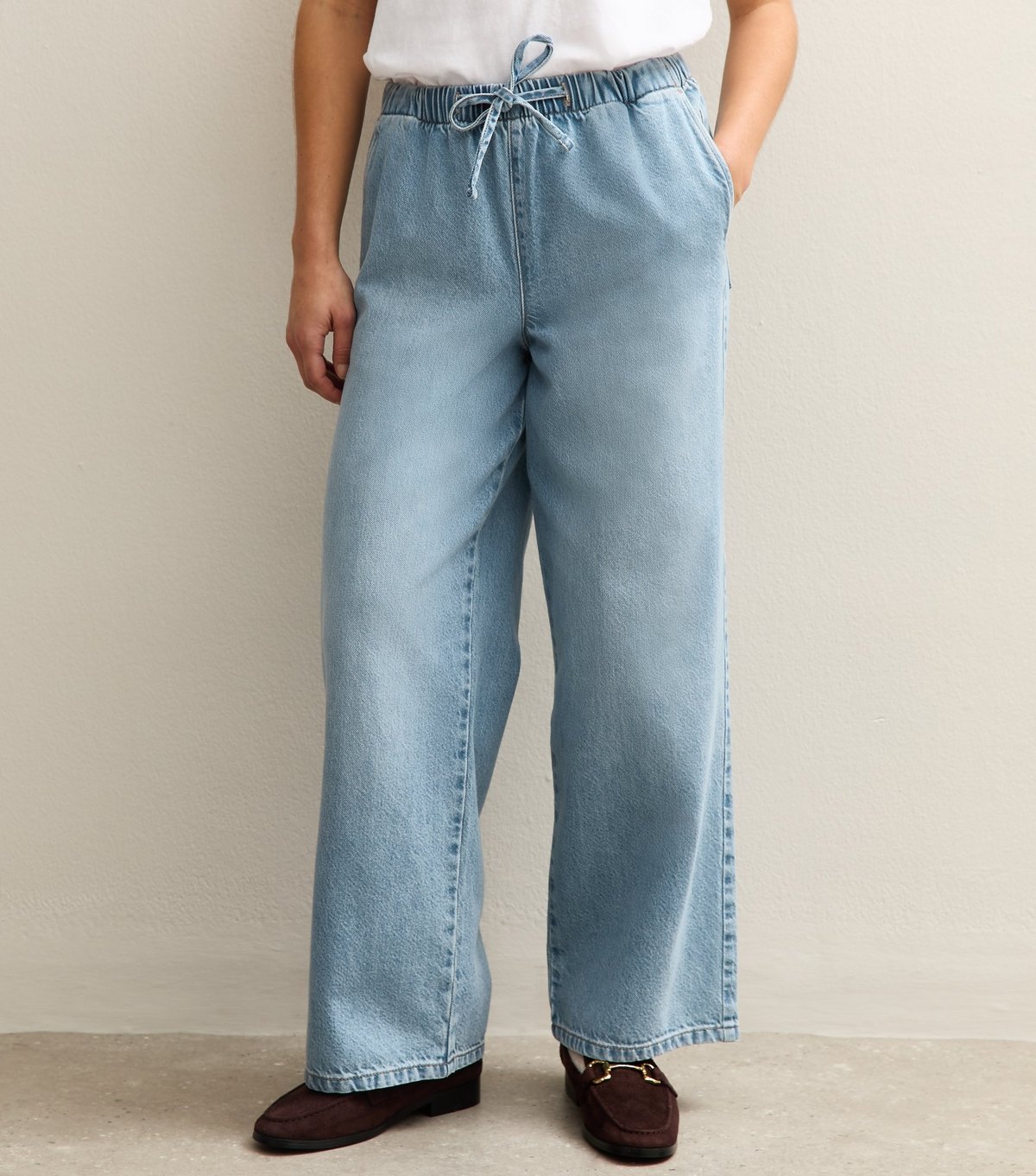 New Look Women's Petite Light Blue Pull On Wide Leg Jeans New Look - 2