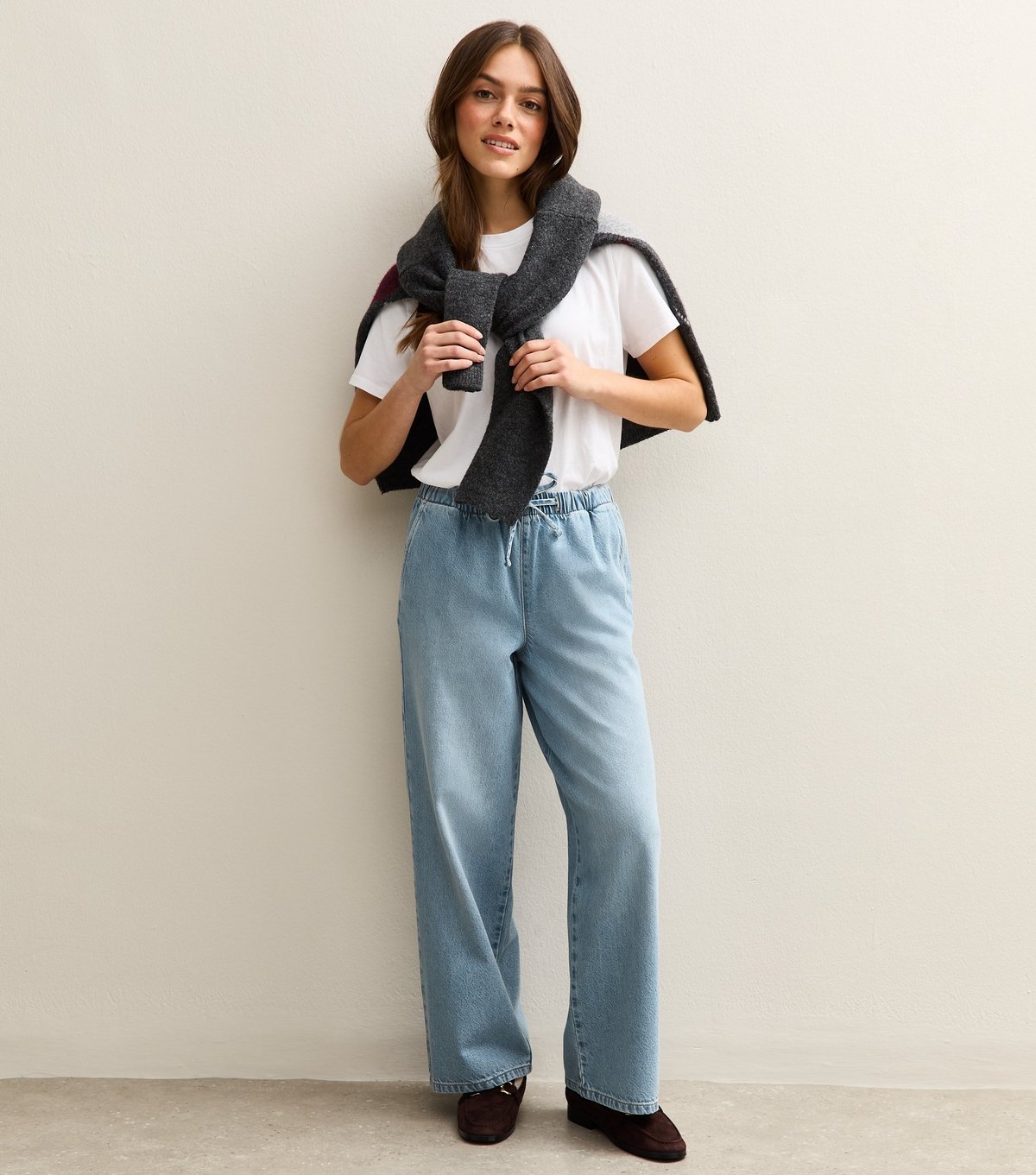 New Look Women's Petite Light Blue Pull On Wide Leg Jeans New Look - 3