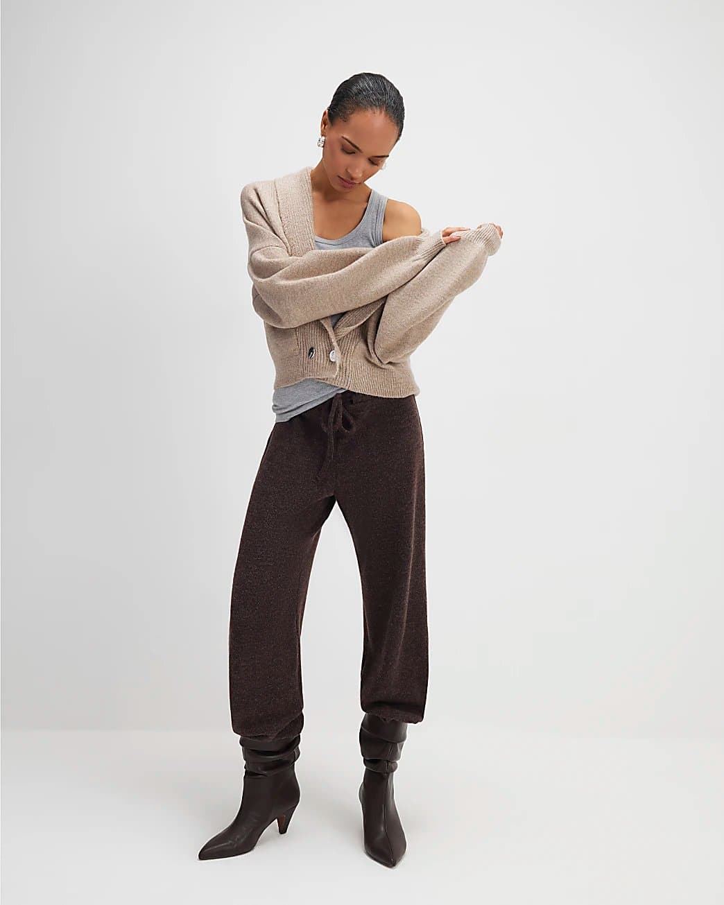River Island River Island Womens Brown Cosy Balloon Leg Joggers