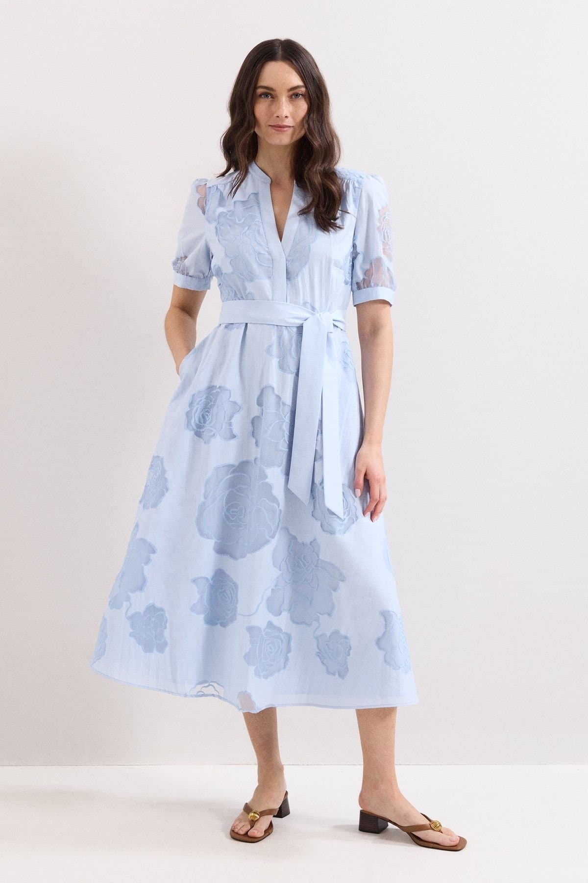 Phase Eight Phase Eight Women's Queenie Belted Midi Dress in Baby Blue