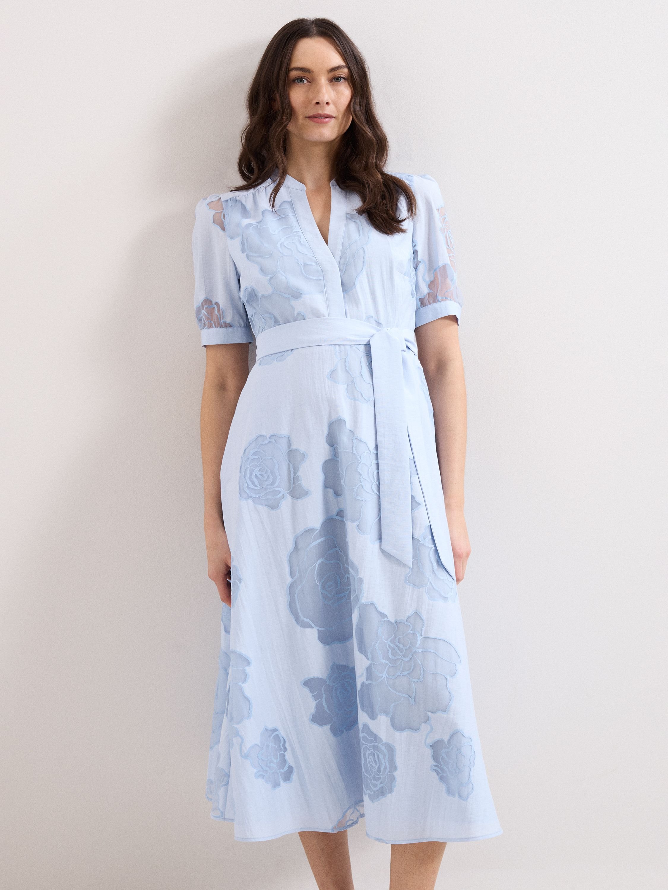 Phase Eight Phase Eight Women's Queenie Belted Midi Dress in Baby Blue - 2
