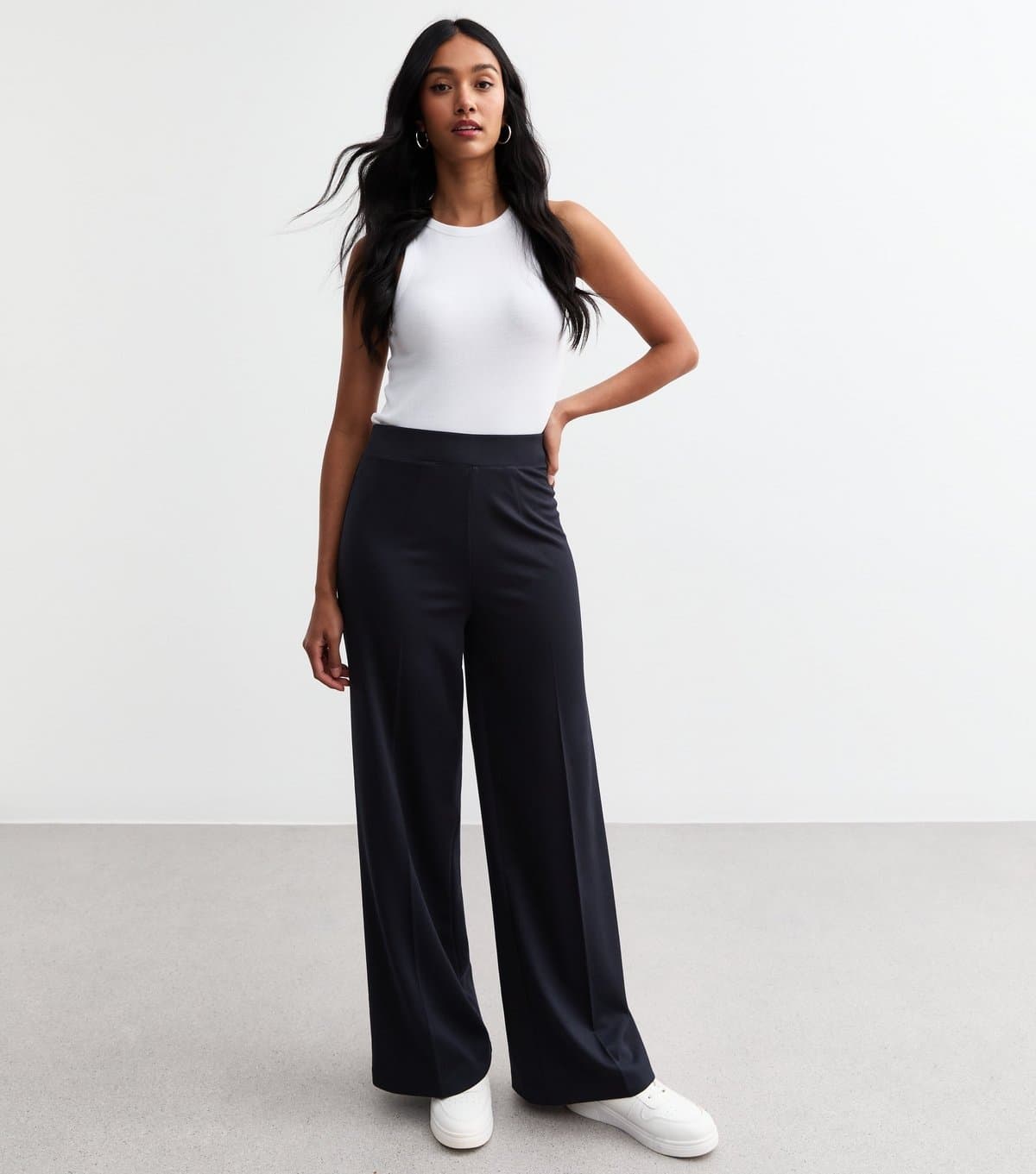 New Look Women's Navy Wide Leg Jersey Trousers New Look
