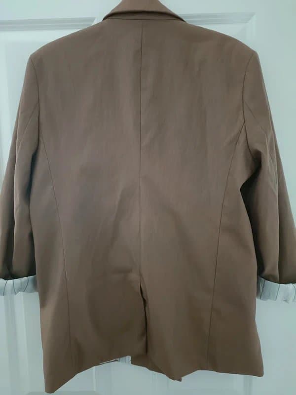 Bershka Bershks brown lined trench coat style jacket size large