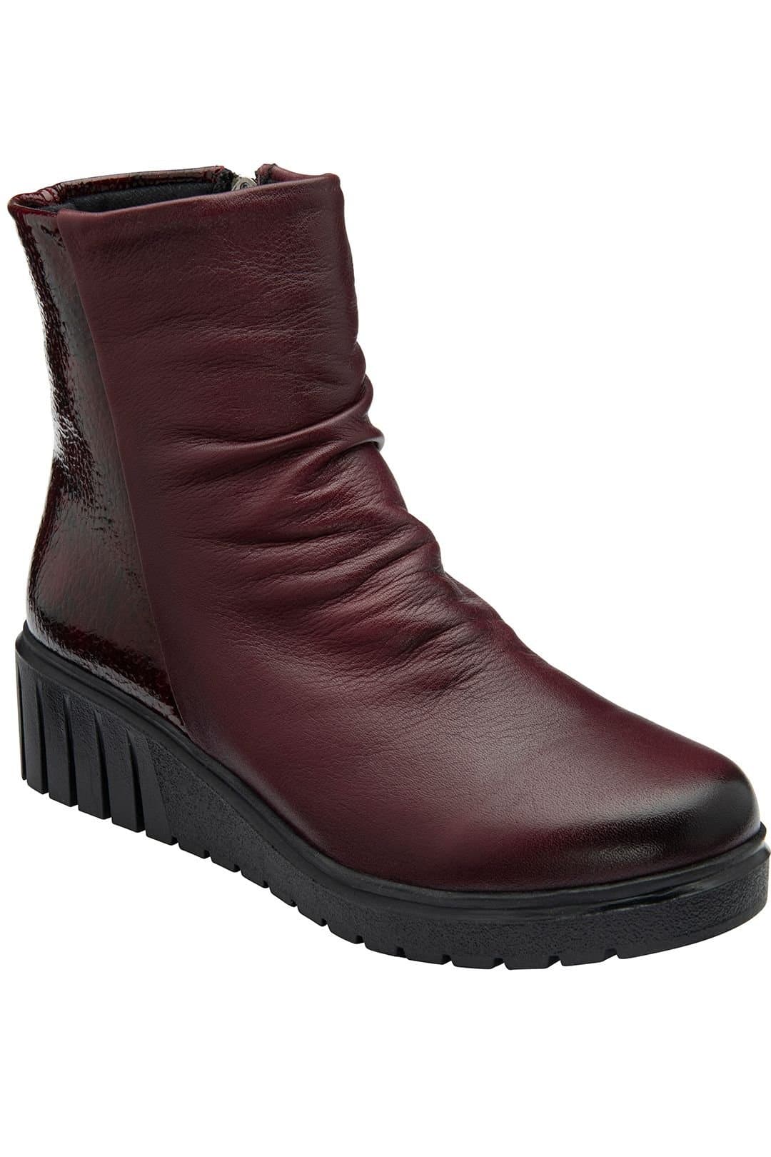 Lotus Lotus Women's 'Adlee' Leather Wedge Ankle Boots in Burgundy