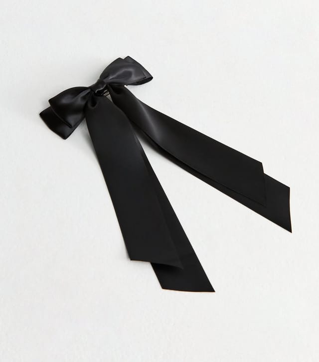 New Look Black Double Bow Satin Hair Clip New Look - 2