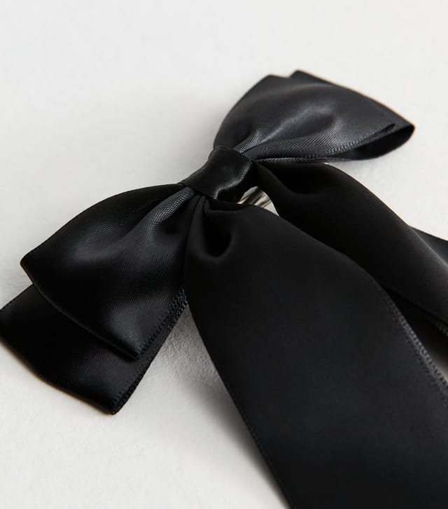 New Look Black Double Bow Satin Hair Clip New Look - 3