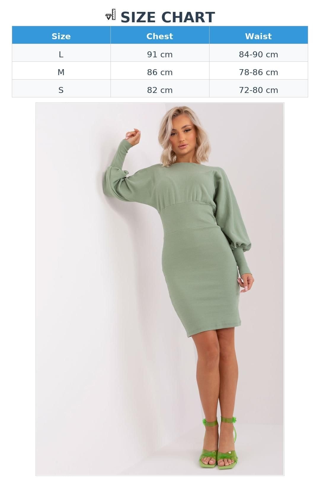 Love Lace Love Lace Women's Ribbed Knit Puff Sleeve Pencil Dress in Green - 4