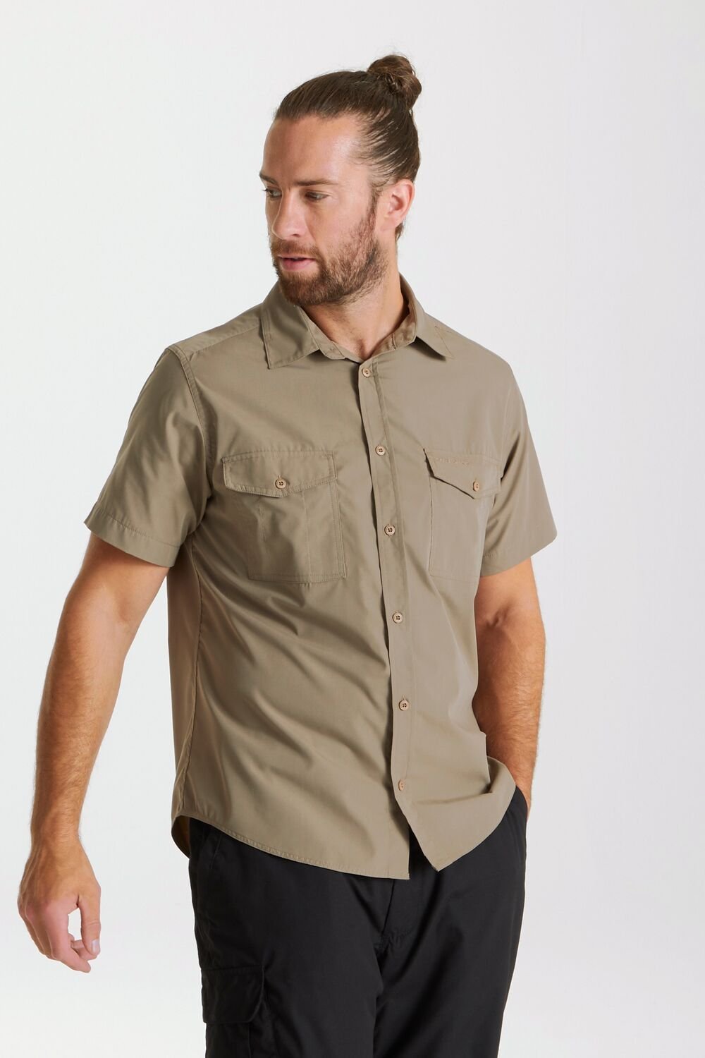 Craghoppers Craghoppers Men's NosiDefense Cotton-Blend 'Kiwi' Short Sleeve Shirt in Bottle Green - 3