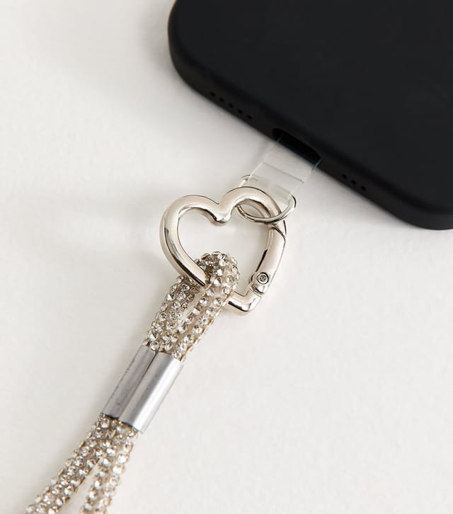 New Look Silver Tone Diamante Embellished Phone Strap New Look - 2
