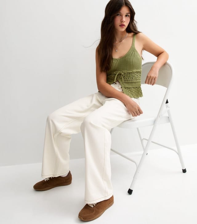 New Look Girls' White Denim Wide Leg Jeans New Look - 3