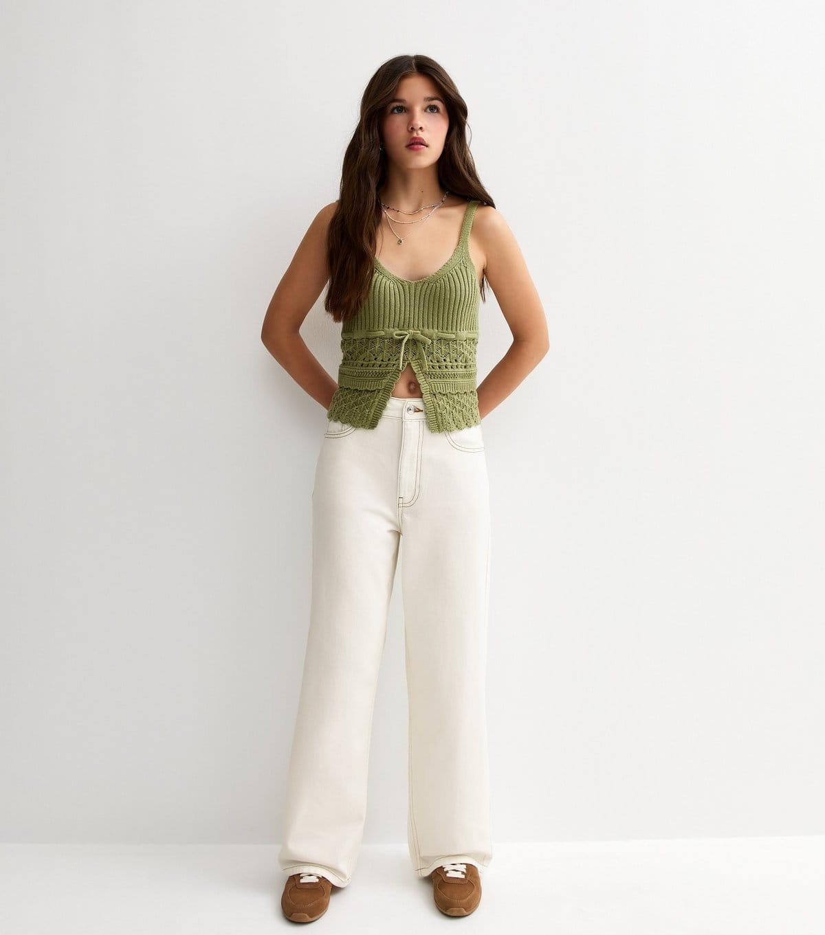 New Look Girls' White Denim Wide Leg Jeans New Look - 4