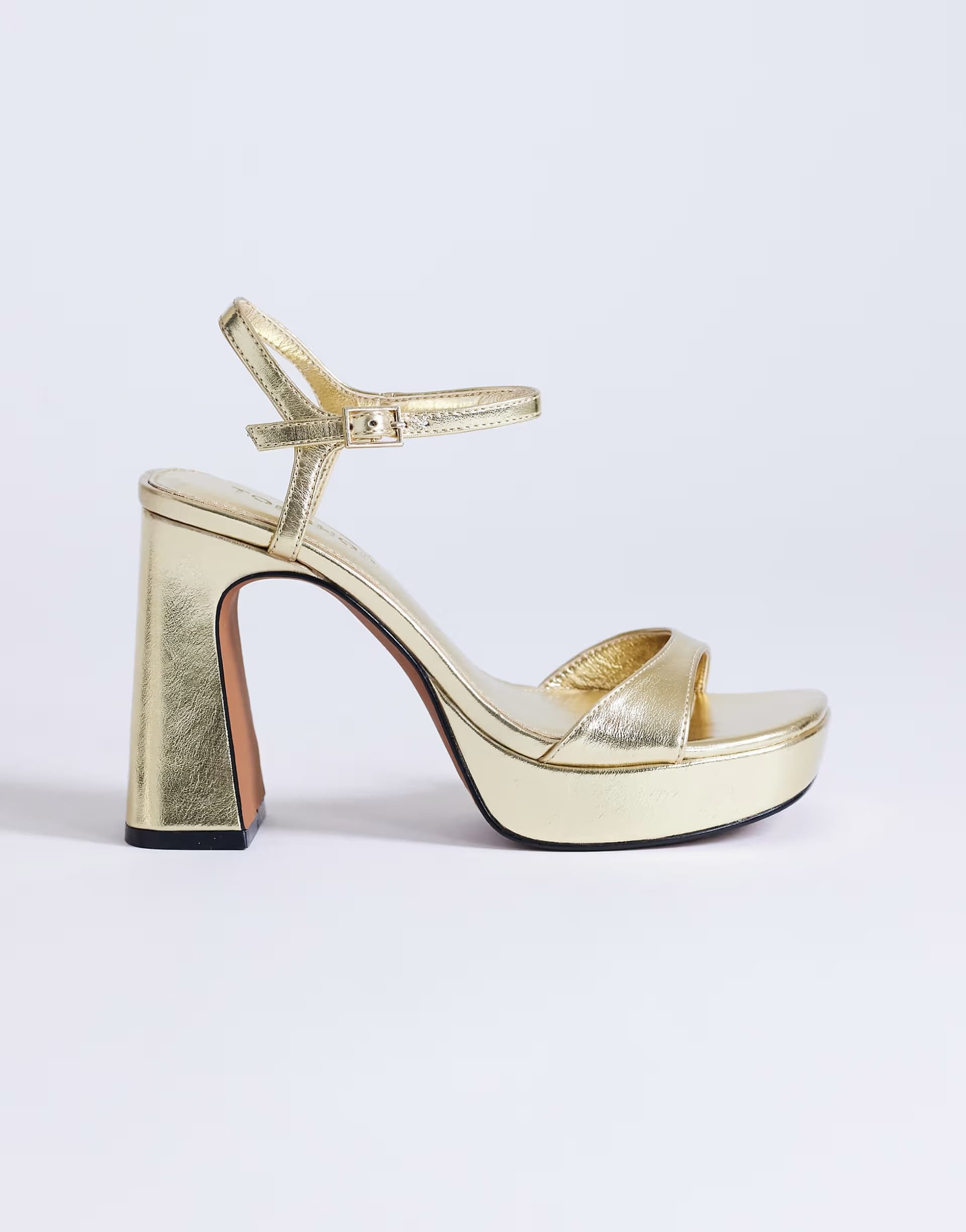 ASOS Topshop Faye platform two part sandal in gold