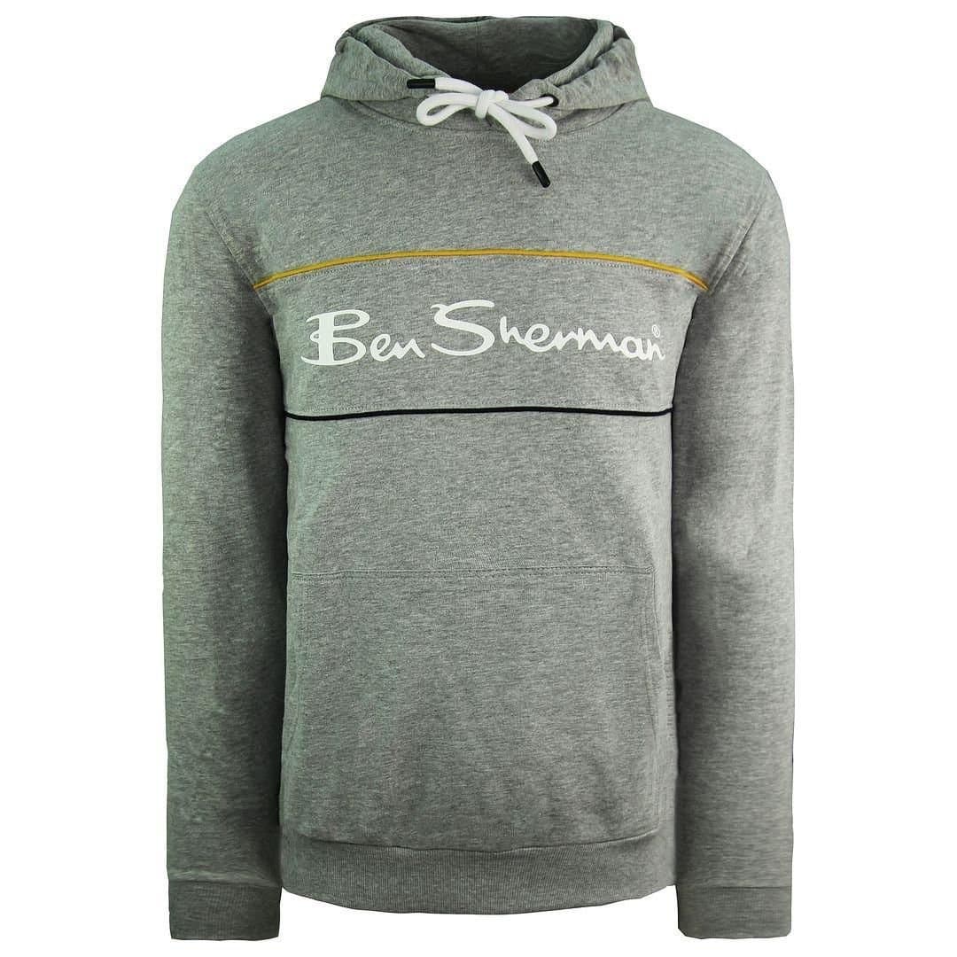 Ben Sherman Ben Sherman Men's Large Logo Hoody Pullover Jumper in Grey