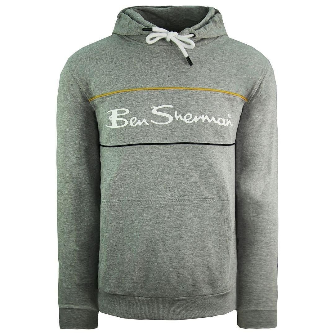 Ben Sherman Ben Sherman Men's Large Logo Hoody Pullover Jumper in Grey - 1