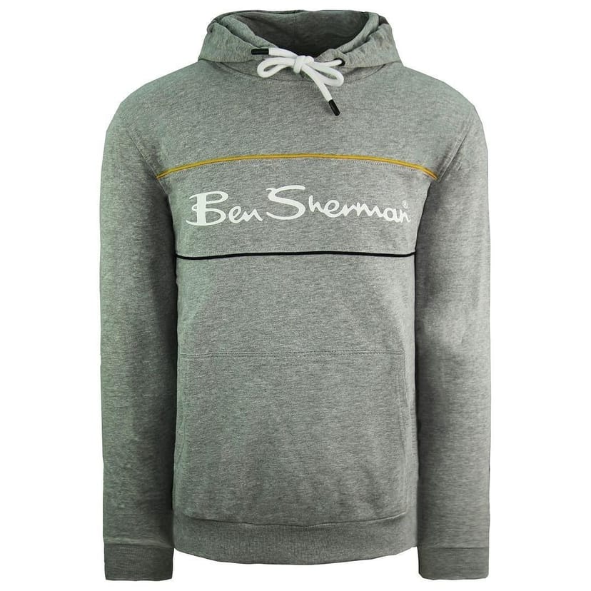 Ben Sherman Ben Sherman Men's Large Logo Hoody Pullover Jumper in Grey - 1