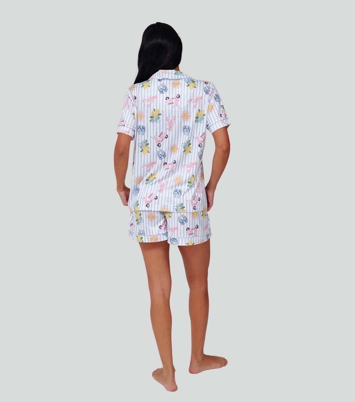 Loungeable Women's Blue Holiday Shirt and Shorts Pyjama Set Loungeable New Look - 4