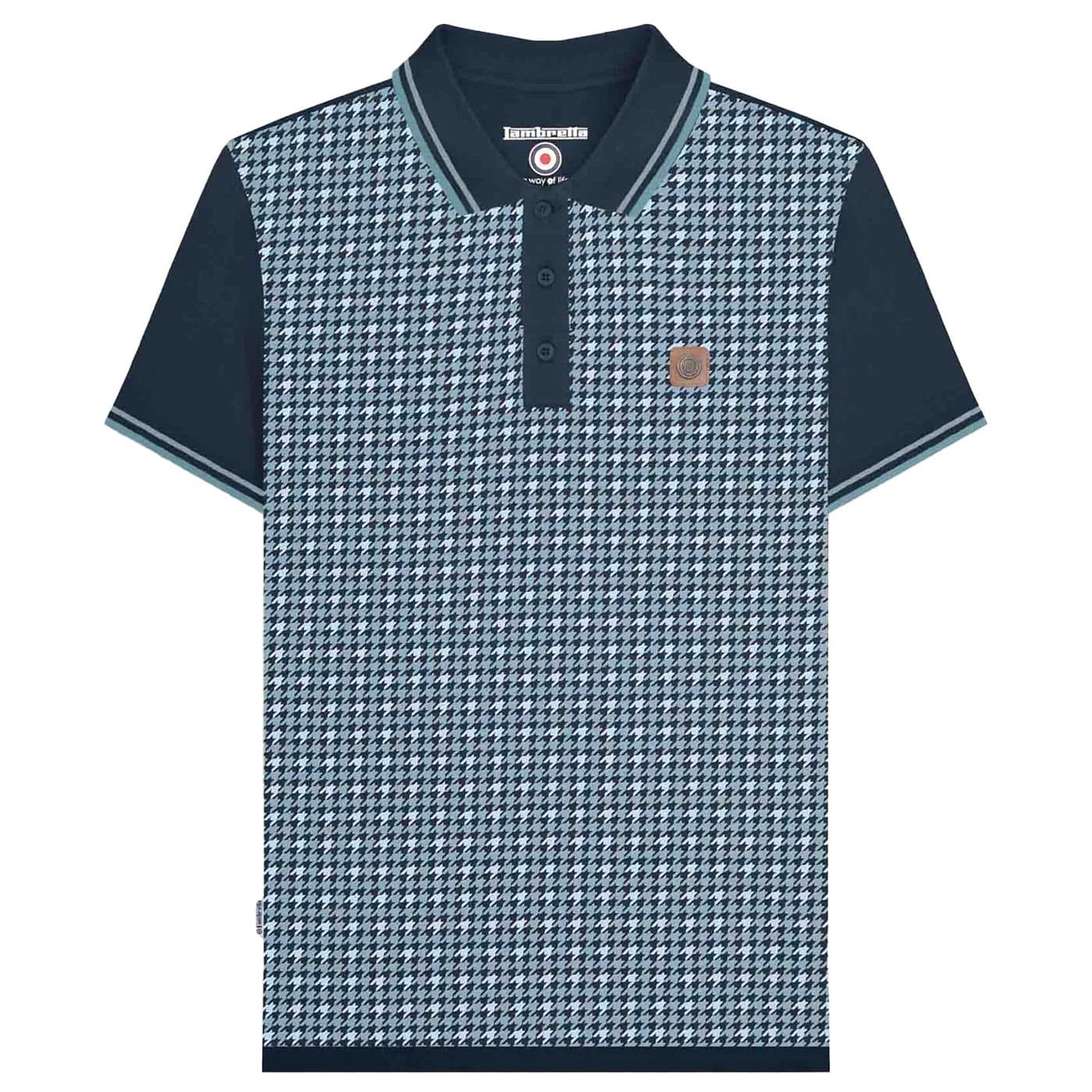 Lambretta Lambretta Men's SS25 Houndstooth Big & Tall Polo Shirt in Navy