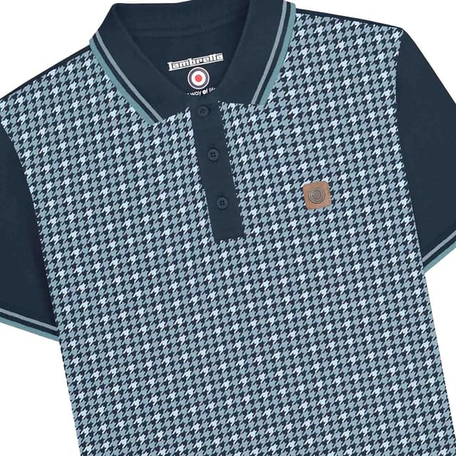 Lambretta Lambretta Men's SS25 Houndstooth Big & Tall Polo Shirt in Navy - 3
